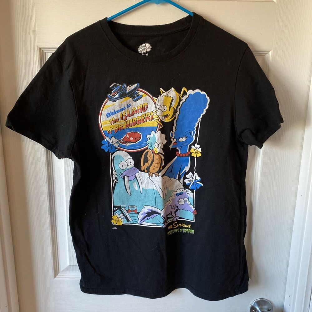 The Simpsons Treehouse of Horror T-shirt Size L Island of Dr. Hibbert Black